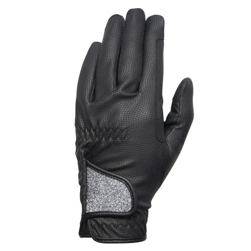 Hy Equestrian Roka Riding Gloves - Black/Silver