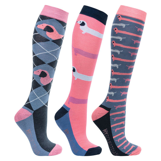 Hy Equestrian Dorris the Dachshund Socks (Pack of3)