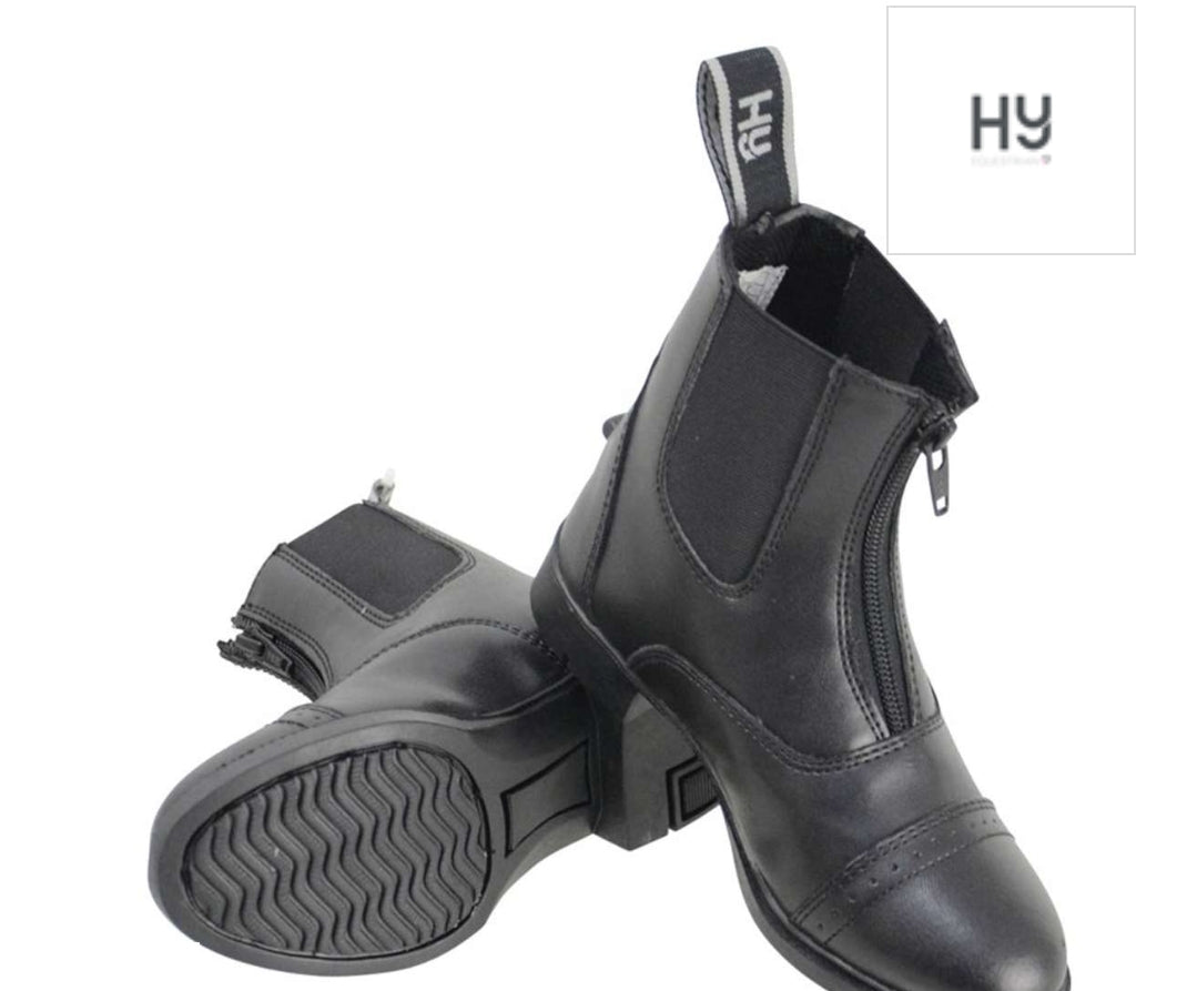 HyLand york synthetic zip Paddock boots black